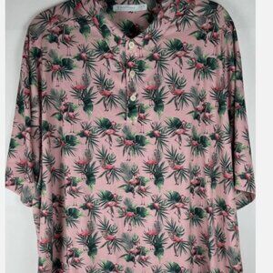Caribbean Isle Breeze Performance Polo Flamingo Shirt Mens 2XB Golf Stretch
